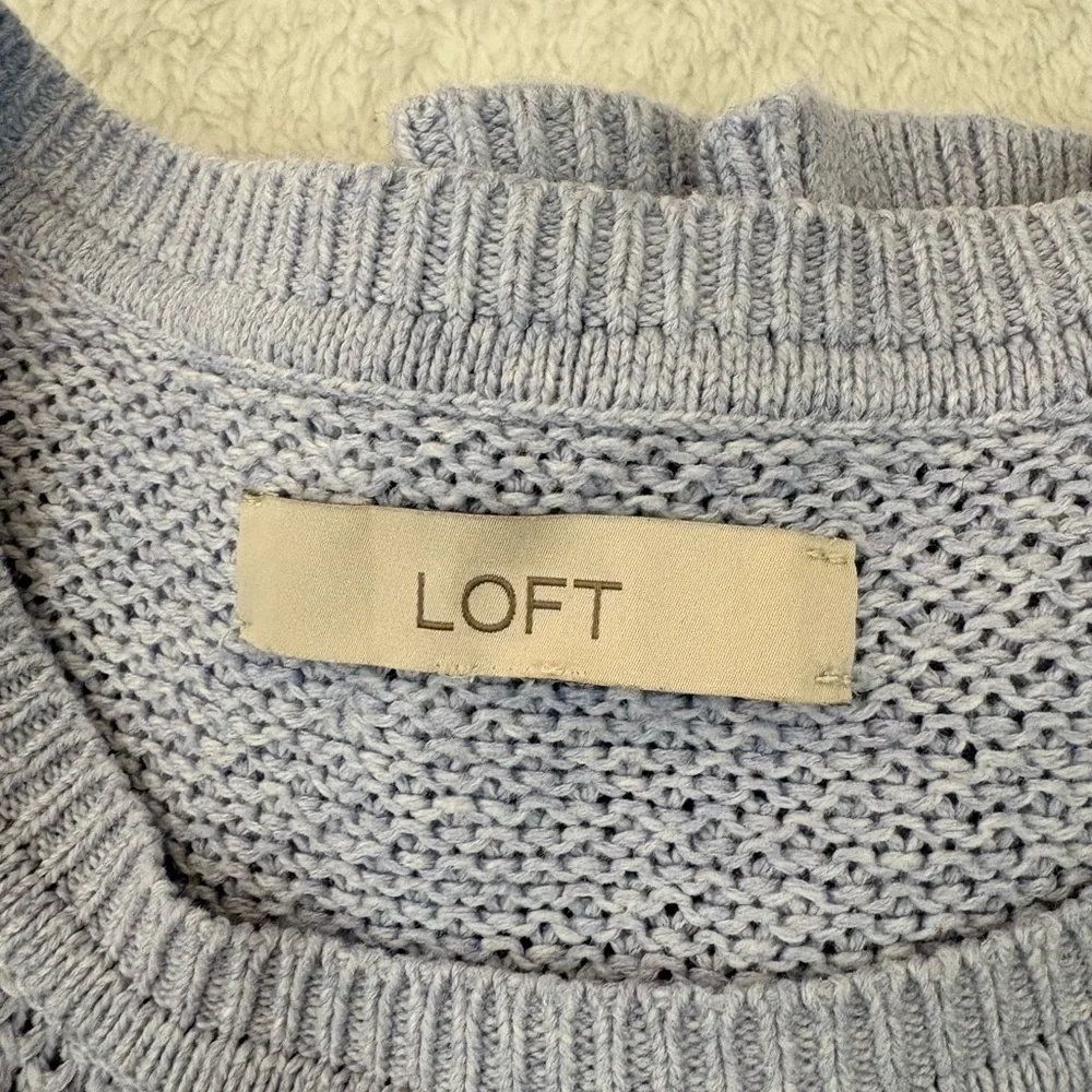 LOFT Long-Sleeve Pullover Sweater Cable Knit Crew neck Light lavander Size Med